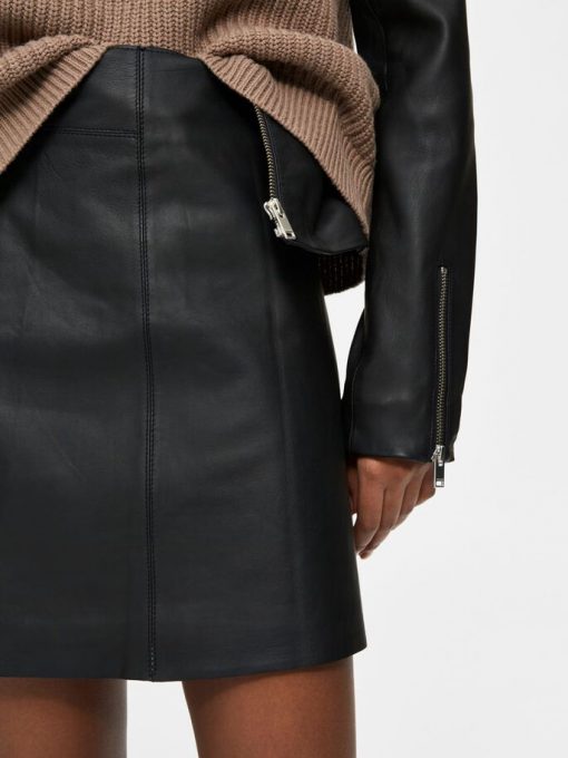 Selected Femme Ibi Leather Skirt Black
