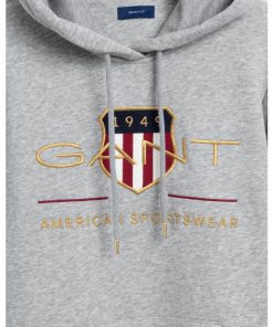 Gant Woman Archive Shield Hoodie Dress Grey Melange