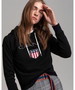 Gant Woman Shield Hoodie Black