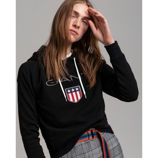 Gant Woman Shield Hoodie Black