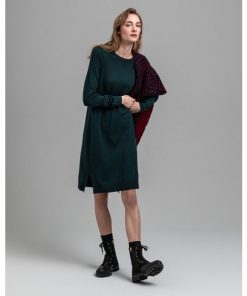 Gant Woman Merino Wool Dress Tartan Green