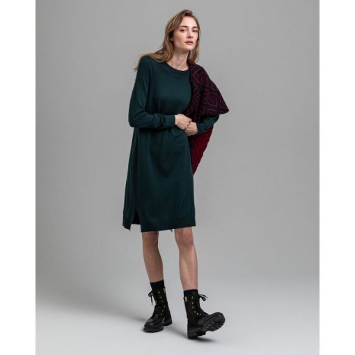 Gant Woman Merino Wool Dress Tartan Green