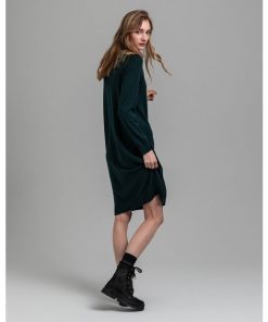 Gant Woman Merino Wool Dress Tartan Green