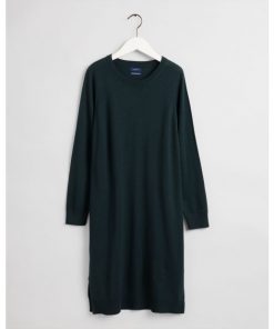 Gant Woman Merino Wool Dress Tartan Green