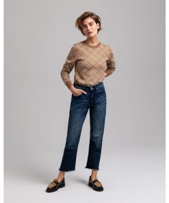 Gant Woman Icon G Intarsia Crew Warm Khaki