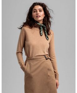 Gant Woman Merino Turtle Neck Warm Khaki