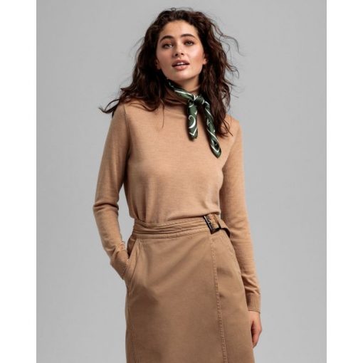 Gant Woman Merino Turtle Neck Warm Khaki