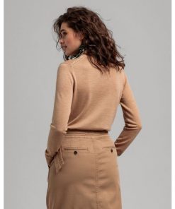 Gant Woman Merino Turtle Neck Warm Khaki