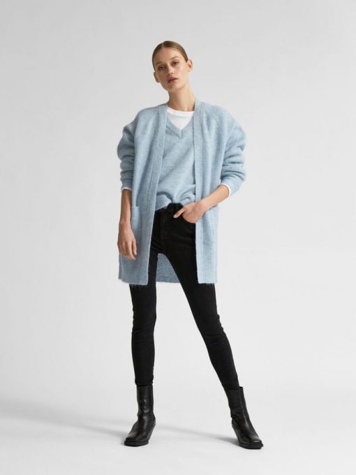 Selected Femme Lulu Long Cardigan Cashmere Blue