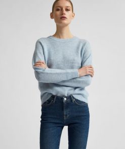 Selected Femme Lulu O-neck Cashmere Blue