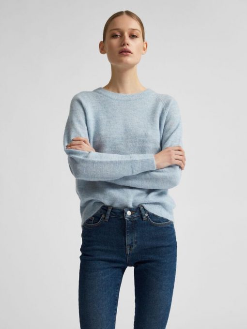 Selected Femme Lulu O-neck Cashmere Blue