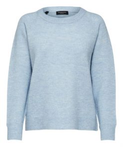 Selected Femme Lulu O-neck Cashmere Blue