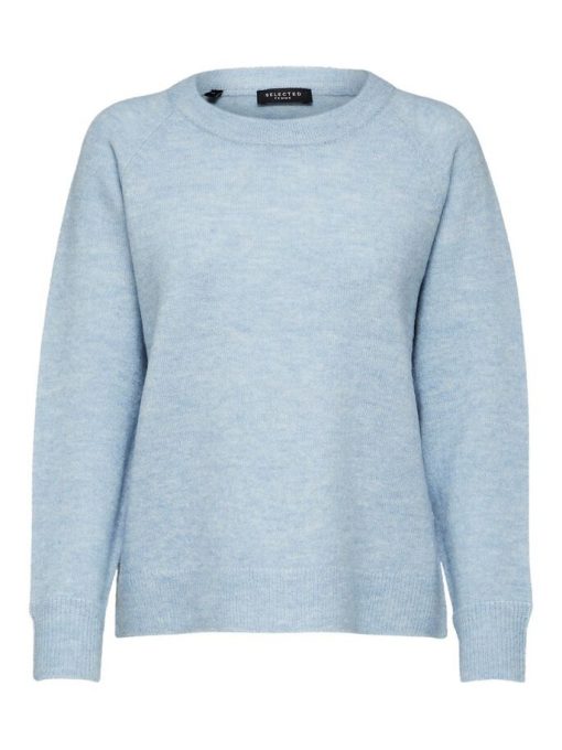 Selected Femme Lulu O-neck Cashmere Blue