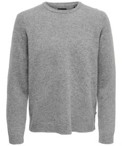 Only & Sons Howard Soft Wool Crew Neck Medium Grey Melange