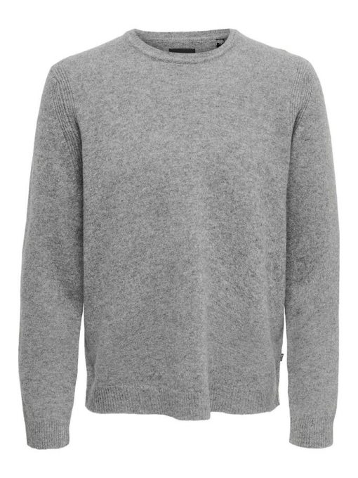 Only & Sons Howard Soft Wool Crew Neck Medium Grey Melange
