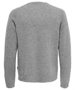 Only & Sons Howard Soft Wool Crew Neck Medium Grey Melange