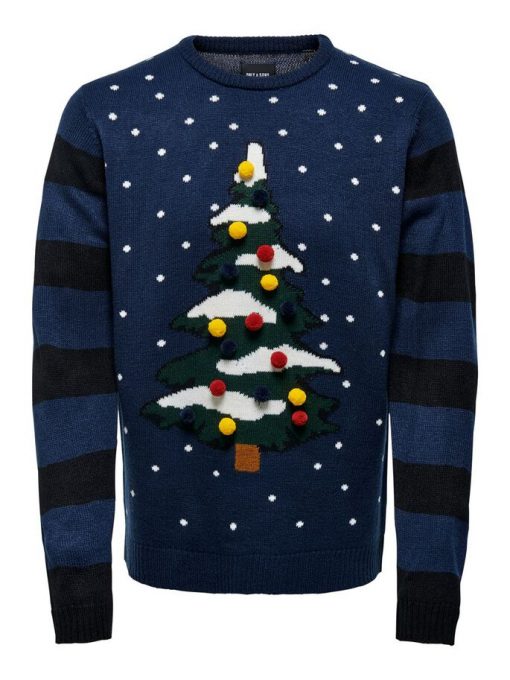 Only & Sons Christmas Pullover Blue