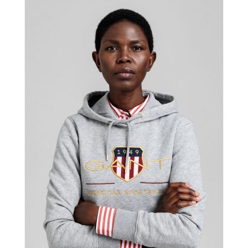 Gant Woman Archive Shield Hoodie Grey Melange