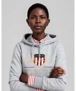 Gant Woman Archive Shield Hoodie Grey Melange