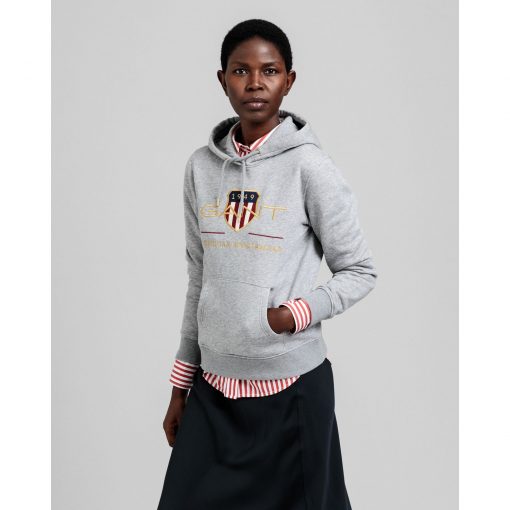 Gant Woman Archive Shield Hoodie Grey Melange