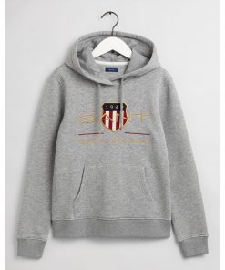 Gant Woman Archive Shield Hoodie Grey Melange