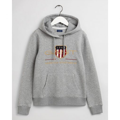 Gant Woman Archive Shield Hoodie Grey Melange