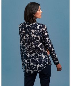 Gant Snow Blossom Print Cotton Silk Shirt Evening Blue