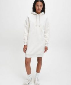 Calvin Klein Ck Logo Eco Hoodie Dress Soft Cream