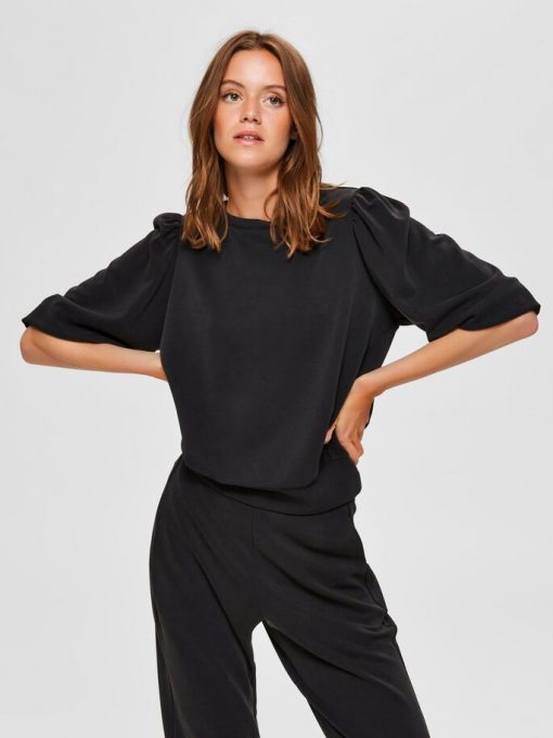 Selected Femme Tenny 3/4 Sweatshirt Black