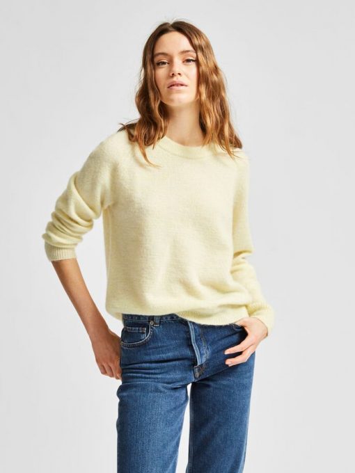 SelectedPastel Yellow  Femme Lulu O-neck