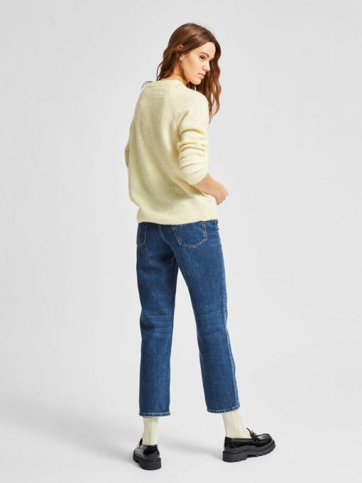 SelectedPastel Yellow  Femme Lulu O-neck