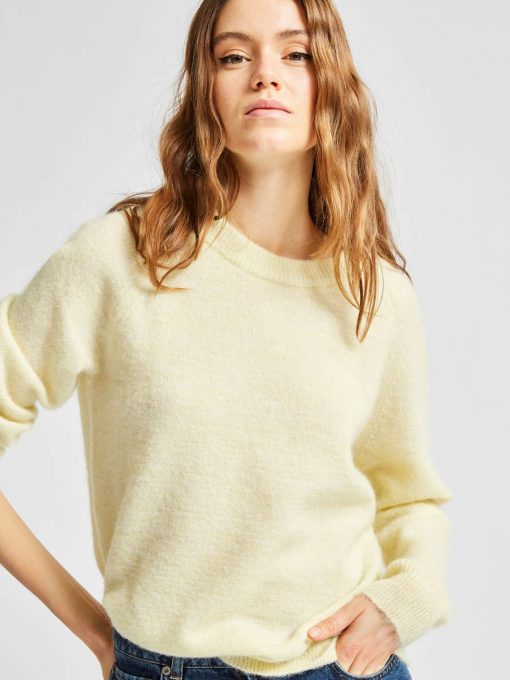SelectedPastel Yellow  Femme Lulu O-neck