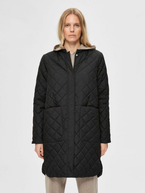 Selected Femme Fillipa Quilted Coat Black