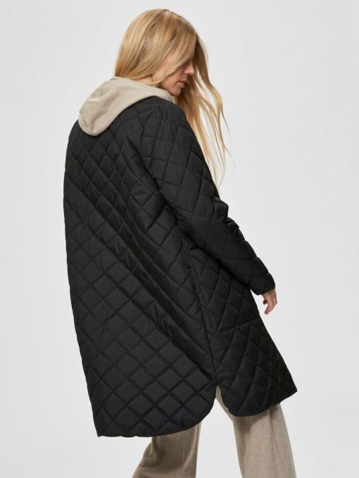 Selected Femme Fillipa Quilted Coat Black