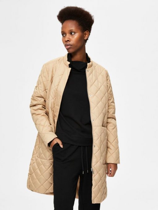 Selected Femme Fillipa Quilted Coat Cornstalk