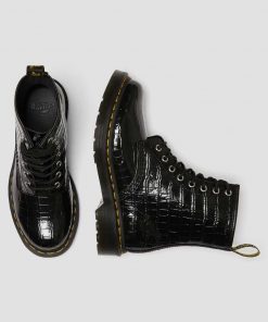 Dr. Martens Patent Croc Emboss Boots Black Lamper Croc