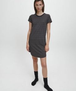 Calvin Klein Night Shirt logo Print Black
