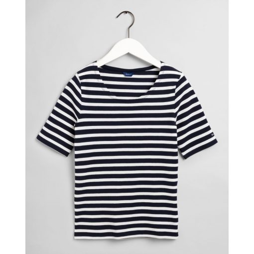Gant Women Striped Rib T-shirt evening Blue