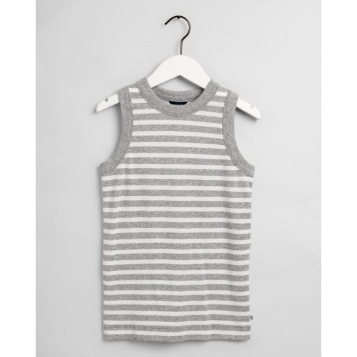 Gant Women Striped Rib Top Light Grey Melange