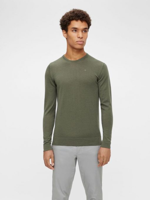 J.Lindeberg Newman Merino Crew Neck Lake Green Melange