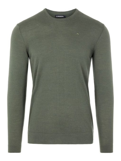 J.Lindeberg Newman Merino Crew Neck Lake Green Melange