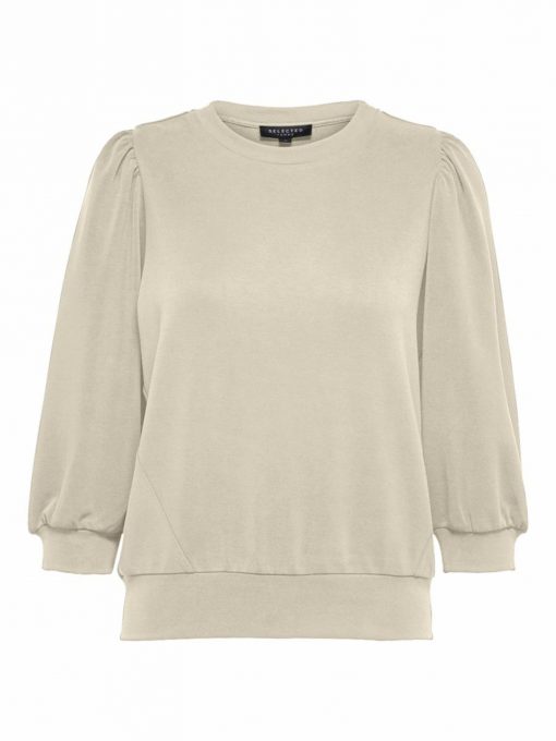 Selected Femme Tenny 3/4 Sweatshirt Sandshell