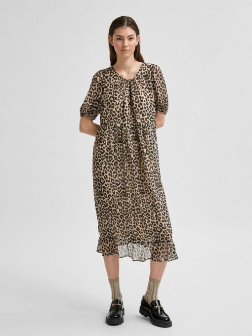 Selected Femme Tilda Midi Dress Smoke Gray