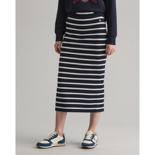 Gant Woman Breton Stripe Jersey Skirt Evening Blue