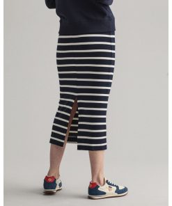 Gant Woman Breton Stripe Jersey Skirt Evening Blue