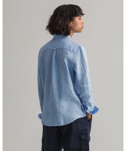 Gant Woman Linen Shirt Pacific Blue