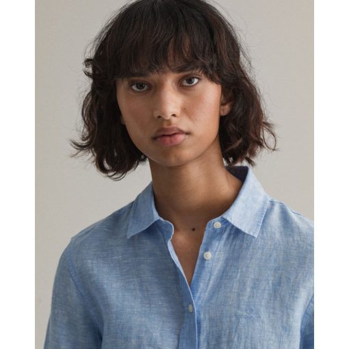 Gant Woman Linen Shirt Pacific Blue