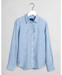 Gant Woman Linen Shirt Pacific Blue