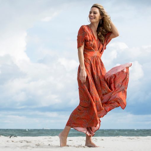 Stenströms Victoria Floral Long Dress Orange