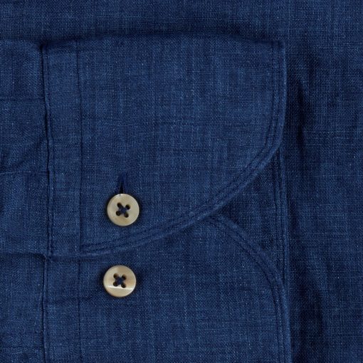 Stenströms Fitted Body Linen Shirt Blue
